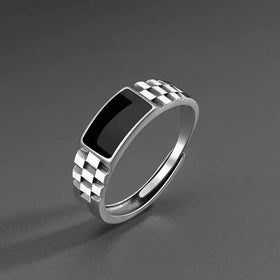 New Light Luxury Silver Plated Ring for Men Vintage Drip Glazed Opening Ring High-end Geometric Finger Ring Кольцо С Эмалью